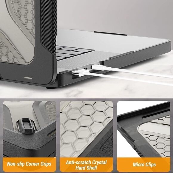 SEYMAC stock MacBook Pro 16 inch Case 2023/2022/2021 Protection Case Black - Picture 7 of 11